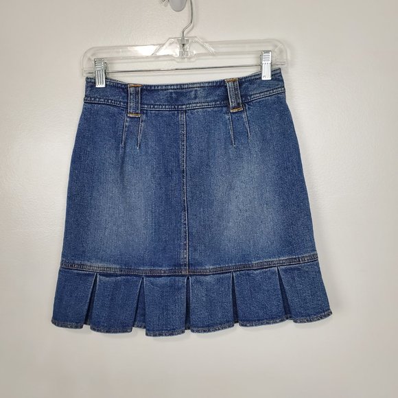 LOFT Medium Wash Ruffle Hem Denim Jean Skirt Size 2P - Picture 5 of 11